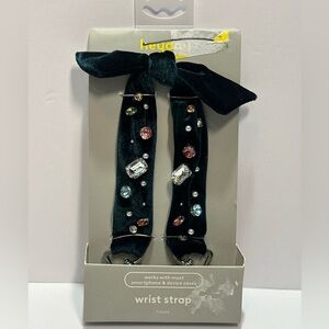 Heyday Dark Green Velvet Wrist Strap with Gems